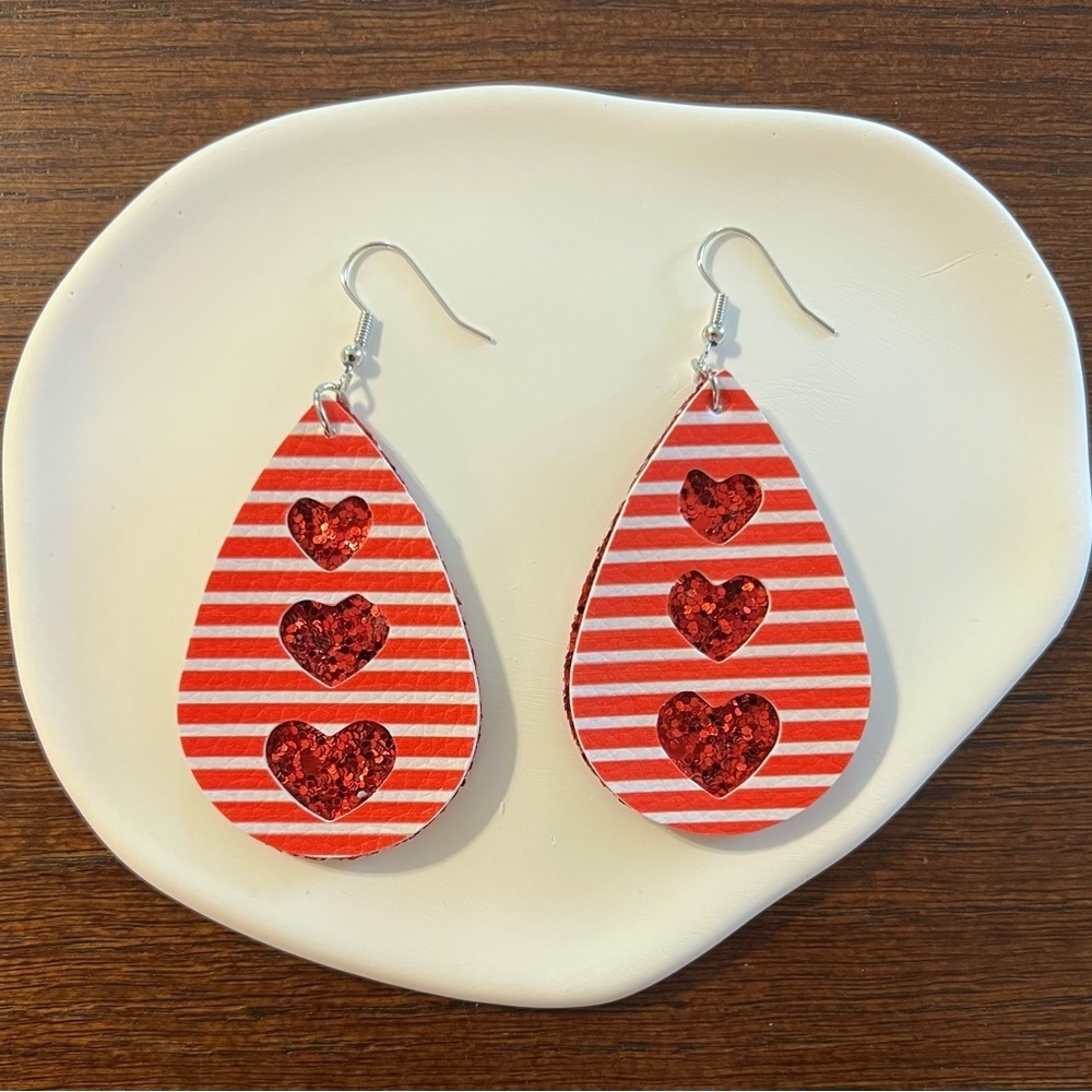 Glitter Heart Drop Earrings